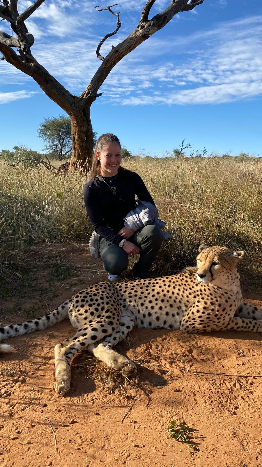 Emily Chavrier during a wildlife experience at Naankuse
